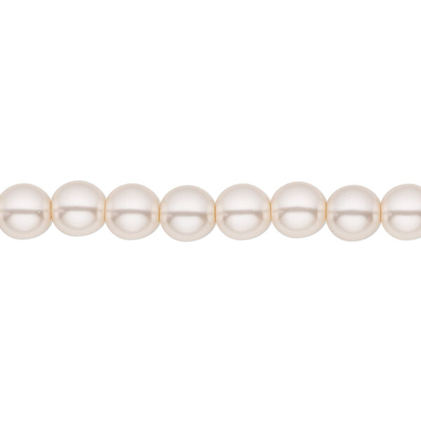 Bead, Czech pearl-coated glass druk, opaque pale pink, 6mm round. Sold per 15-1/2" to 16" strand. image number 0