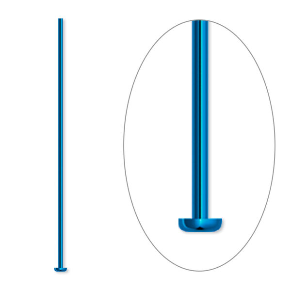 Head pin, niobium, teal, 1-1/2 inches, 21 gauge. Sold per pkg of 10. image number 0