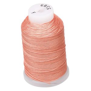 Thread, Purely Silk™, 3-ply, tangerine, size F. Sold per 140-yard spool.