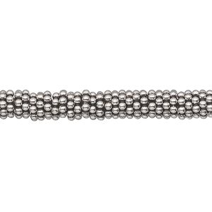 Bead, antiqued sterling silver, 6x1mm beaded rondelle. Sold per pkg of 16.
