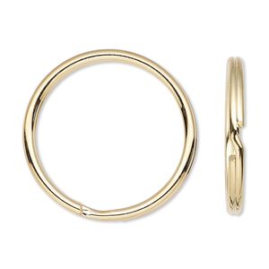 Split ring, gold-finished steel, 28mm round with 24mm inside diameter. Sold per pkg of 100.