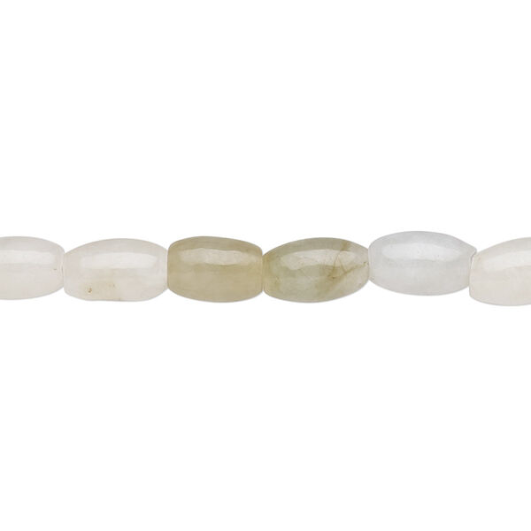 Bead, jadeite (natural), white, 10x5mm round tube with 0.5-1.5mm hole, C grade, Mohs hardness 6-1/2 to 7. Sold per 15-1/2" to 16" strand. image number 0