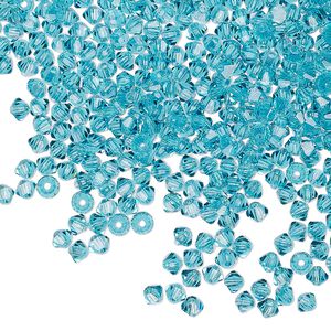 Bead 48pk blue zircon, Preciosa Czech crystal 3mm bicone