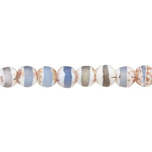 Blue brown agate 1pkg1, matte faceted round bead 15.5-16 inch 5.5-6mm