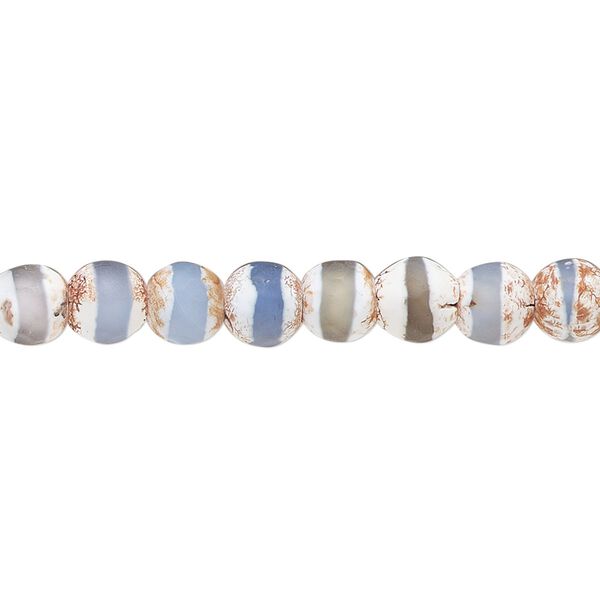 Blue brown agate 1pkg1, matte faceted round bead 15.5-16 inch 5.5-6mm image number 0