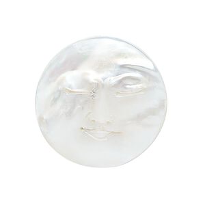 Cab 1pkg1 mother-of-pearl shell, 30mm round moon face, bleached