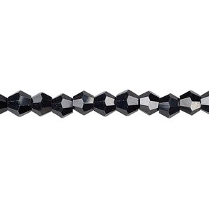 Bead 1pk opaque black, Celestial Crystal® 6mm bicone 15.5-16 inch