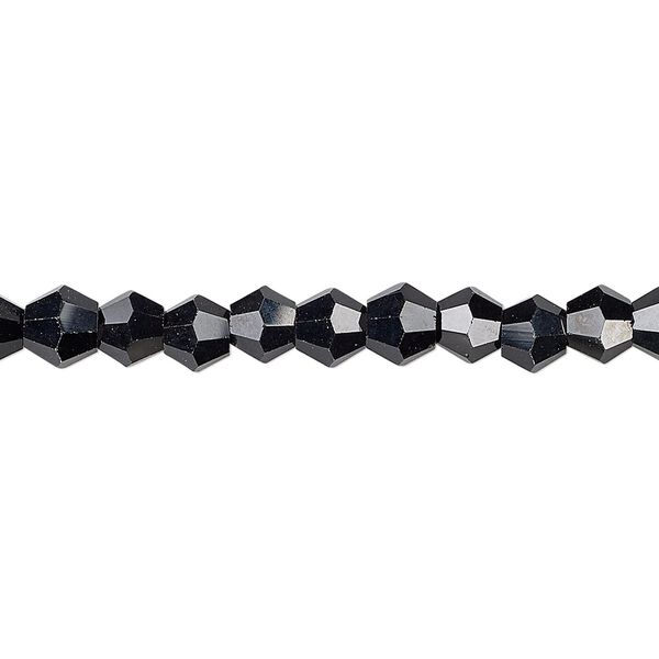 Bead 1pk opaque black, Celestial Crystal® 6mm bicone 15.5-16 inch image number 0