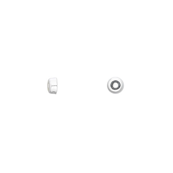 Bead cap, sterling silver, 4x2mm round, fits 2.5-3mm bead. Sold per pkg of 50. image number 0