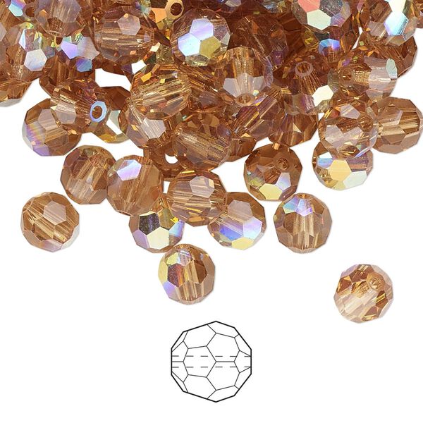 Bead 288pk light Colorado topaz AB, Preciosa Czech crystal 6mm round image number 0