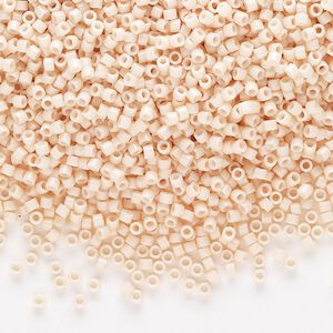 Seed bead, Delica®, glass, pkg/250g, #11 round, opaque glass enamel light peach (DB-1492-1).