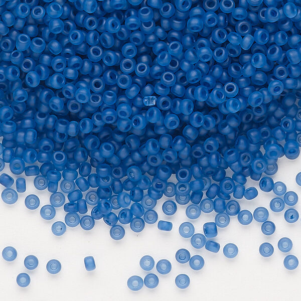 Seed bead, Dyna-Mites™, glass, pkg/40g, #11 round, translucent inside dyed color matte cobalt, (215MA 11/0 RR). image number 0