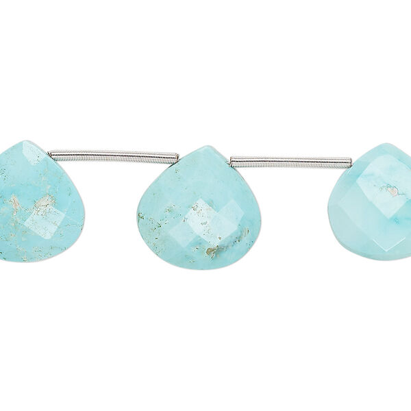 Imperial crown turquoise 1pkg7, hand-cut top-drilled faceted puffed teardrop bead natural C grade, 12-14mm image number 0