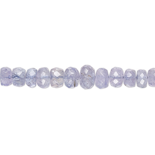 Bead, tanzanite (heated), light, 3x2mm-7x5mm graduated hand-cut faceted rondelle with 0.4-1.4mm hole, B- grade, Mohs hardness 6 to 7. Sold per 17-inch strand. image number 0