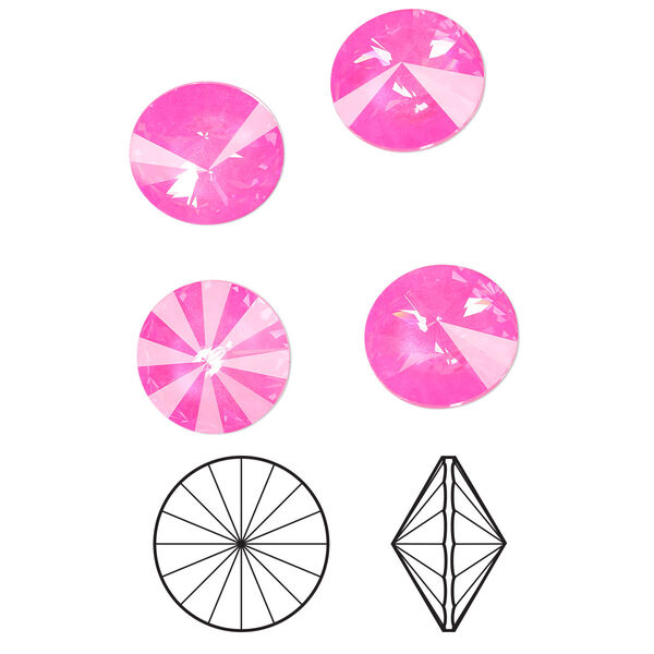 Chaton 4pk crystal electric pink ignite LacquerPRO, Crystal Passions® 14mm rivoli 1122 image number 0