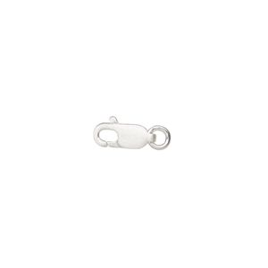 Clasp lobster claw 1pkg1 satin sterling silver, 10x4mm / 4mm closed jump ring, 1-strand