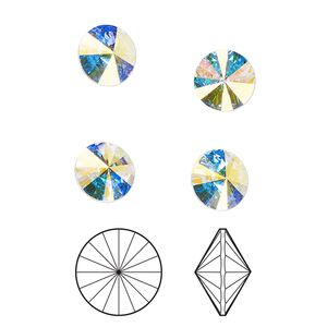 Chaton 8pk crystal AB foil back, Crystal Passions® 8.16-8.41mm rivoli SS39 1122
