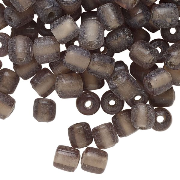 Bead, lampworked glass, translucent grey, 6mm round tube. Sold per 2-ounce pkg, approximately 185 beads. image number 0