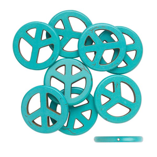 Magnesite 1pkg8, peace sign bead 25mm image number 0