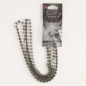 Cupchain, gunmetal-finished brass and glass, topaz, 3mm wide, 32 inches with (8) connectors. Sold individually.