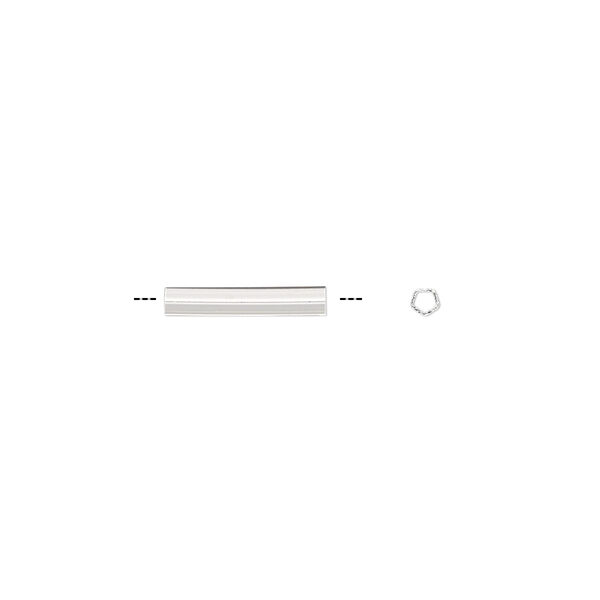 Bead, sterling silver, 12x2mm five-sided tube. Sold per pkg of 2. image number 0