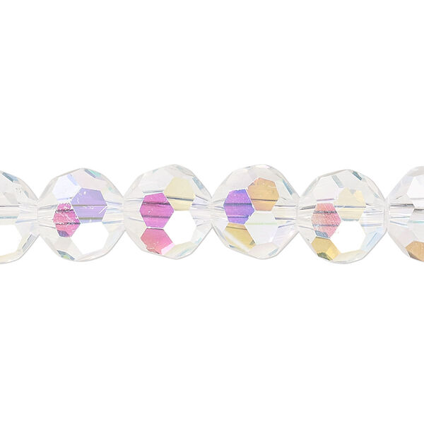 Bead 1pk 32 facets transparent clear AB, Celestial Crystal® 10mm round 15.5-16 inch image number 0