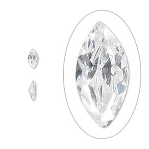 Gem, cubic zirconia, spinel white, 6x3mm faceted marquise, Mohs hardness 8-1/2. Sold per pkg of 5.