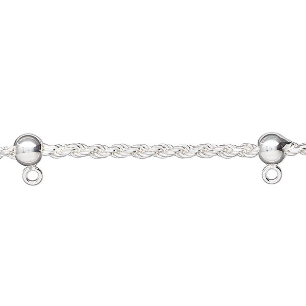 Sterling silver 1pkg1, French rope chain 16 inch / ball / closed loop 2mm / 5mm image number 1