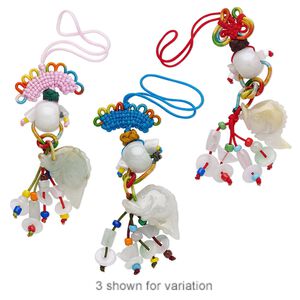 Jadeite / nylon / glass 1pkg1, "prosperity" zipper pull natural 6.5 inch macramé knot clasp