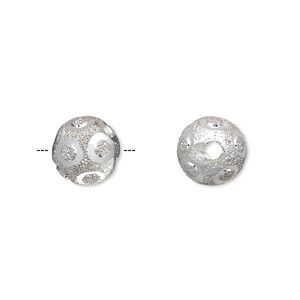 Bead, silver-plated brass, 10mm diamond-cut stardust round with circles. Sold per pkg of 10.