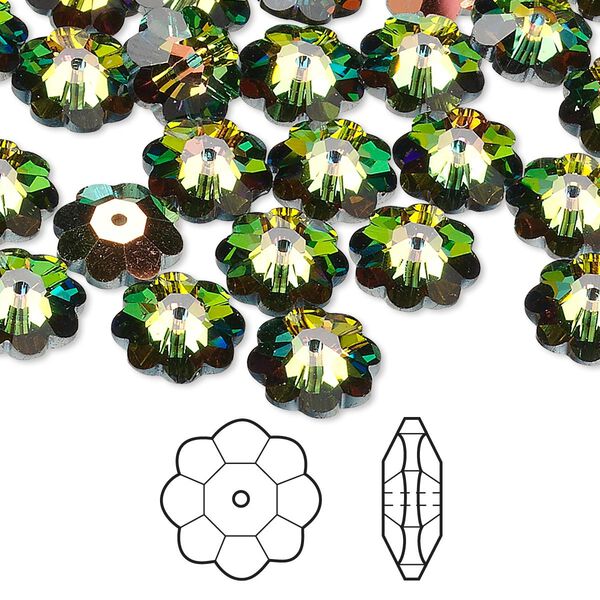 Margarita flower 12pk crystal vitrail medium, Crystal Passions® 10x3.5mm 3700 image number 0