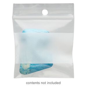 Bag, Tite-Lip™, plastic, clear and white, 2-inch top zip with block and hole. Sold per pkg of 100.