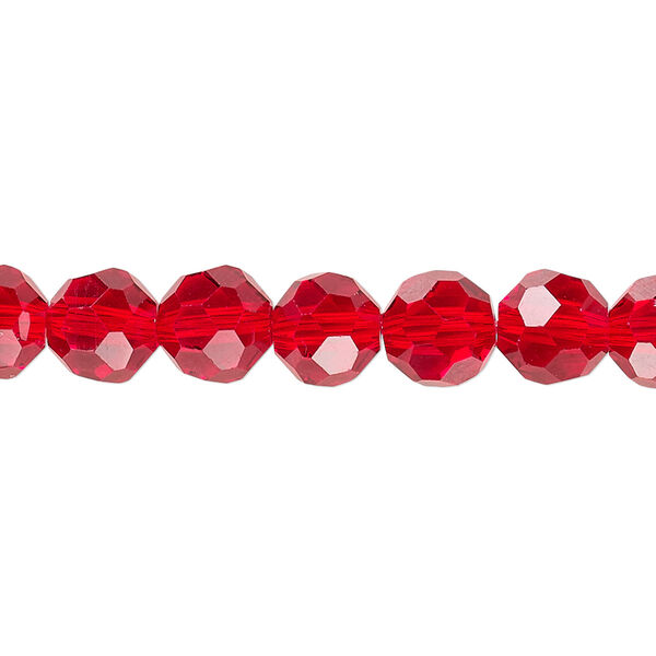 Bead 1pk 32 facets transparent red, Celestial Crystal® 8mm round 15.5-16 inch image number 0