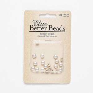 Bead, silver-finished "pewter" (zinc-based alloy), 6x5mm matte puffed rectangle. Sold per pkg of 20.