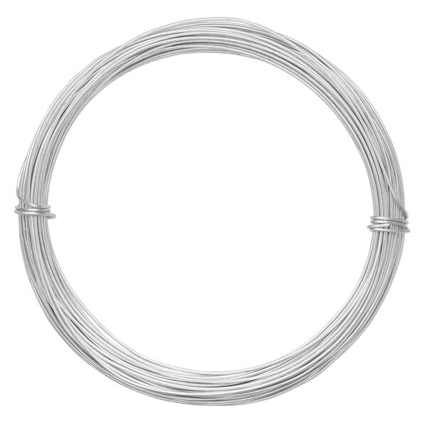 Wire, anodized aluminum, silver, 0.8mm round, 20 gauge. Sold per pkg of 45 feet. image number 0