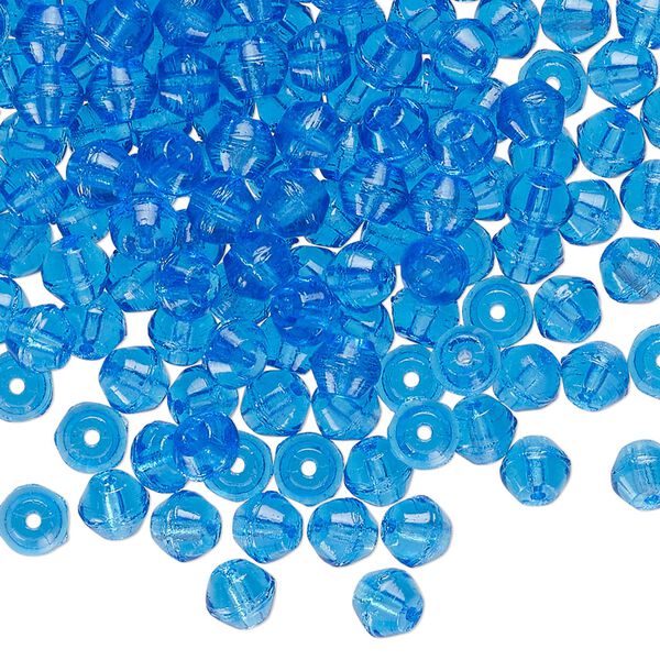 Bead, Czech pressed glass, translucent Capri blue, 4mm bicone. Sold per 1-ounce pkg, approximately 260 beads. image number 0