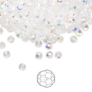 Bead 720pk crystal AB, Preciosa Czech crystal 3mm round