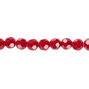 Bead 1pk 32 facets opaque red, Celestial Crystal® 6mm round 15.5-16 inch