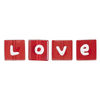 Bead mix, hand-painted glass, opaque to transparent multicolored, 10mm cube with "love" and heart design / 13mm round with heart design / 17x14mm oval with rose design. Sold per pkg of 5. image number 1