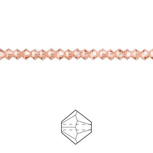 Bead 48pk rose peach, Preciosa Czech crystal 3mm bicone