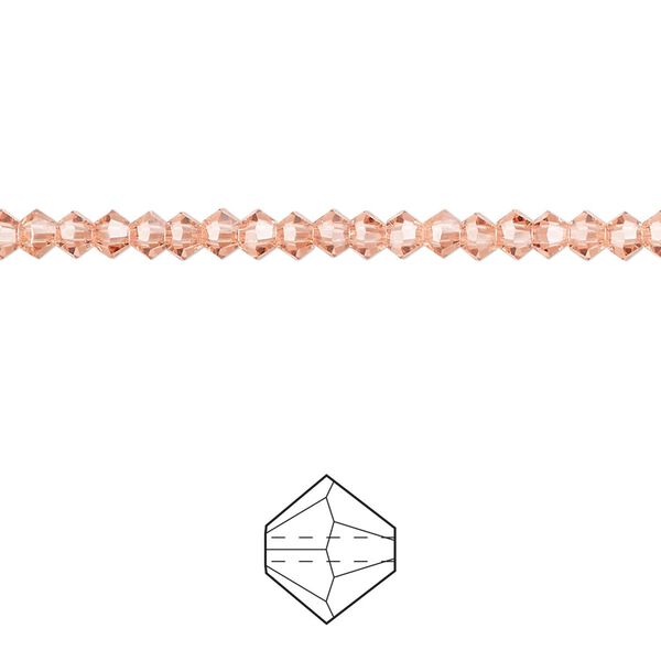 Bead 48pk rose peach, Preciosa Czech crystal 3mm bicone image number 0