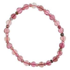 Multi-tourmaline 1pkg1, heart stretch bracelet natural 6.5 inch 8.5mm wide / 8.5mm