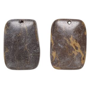 Portoro marble 1pkg2, puffed flat back rectangle drop natural 25x18mm-26x19mm