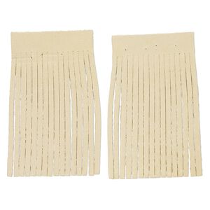Component, Realeather®, deerskin leather (natural), buckskin, 3 x 2-inch fringe with 1/8 inch wide strips. Sold per pkg of 2.