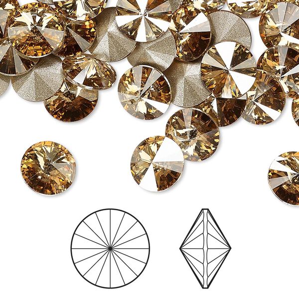 Chaton 144pk crystal golden shadow foil back, Swarovski® 8.16-8.41mm rivoli SS39 1122 image number 0