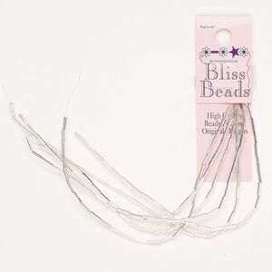 Bead brass 125pk 6x2mm round tube, silver finish