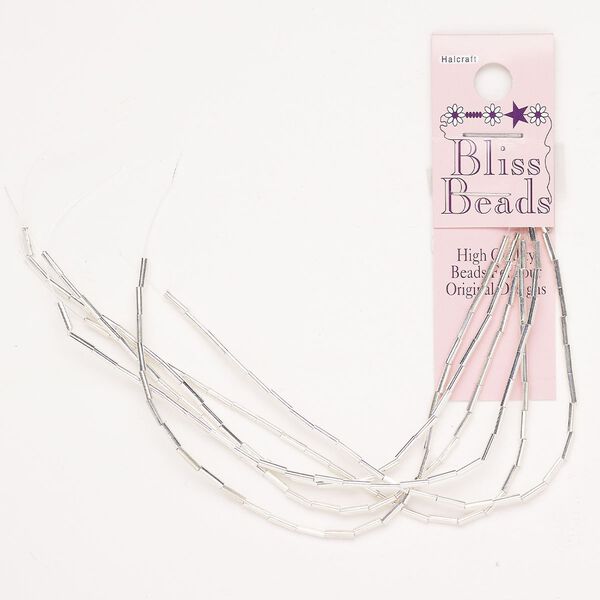 Bead brass 125pk 6x2mm round tube, silver finish image number 0