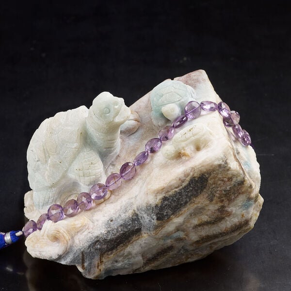 Amethyst (natural) 1pkg1, hand-cut faceted flat round bead, 7 inches 10mm image number 0