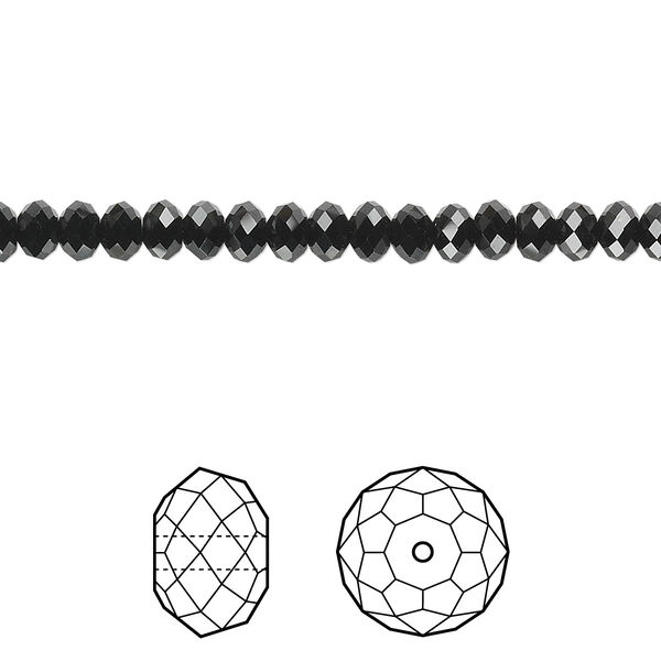 Bead 12pk jet, Crystal Passions® 4x3mm rondelle 5040 image number 0