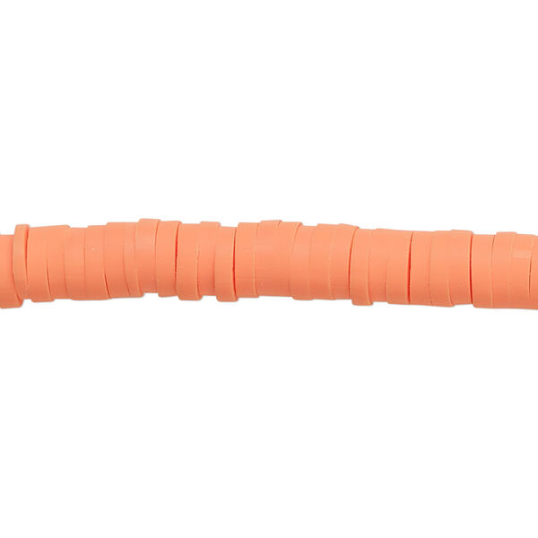 Bead, polymer clay, opaque orange, 6x1.5mm heishi. Sold per pkg of (2) 15-1/2" to 16" strands. image number 0